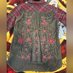 Kyla seo plaid and velvet Shirt